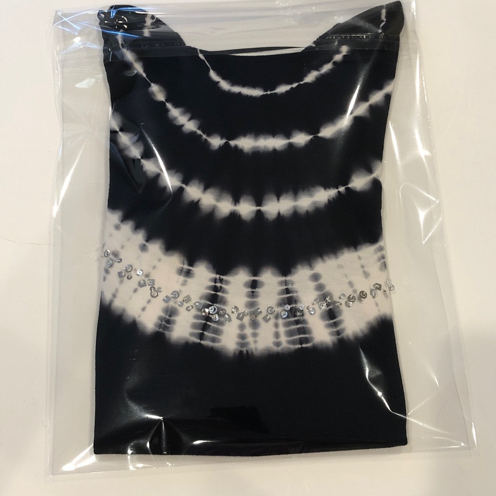 INC International Concepts Black & White Tie-Dye LS Embellished Scoop Neck Top - Picture 8 of 8